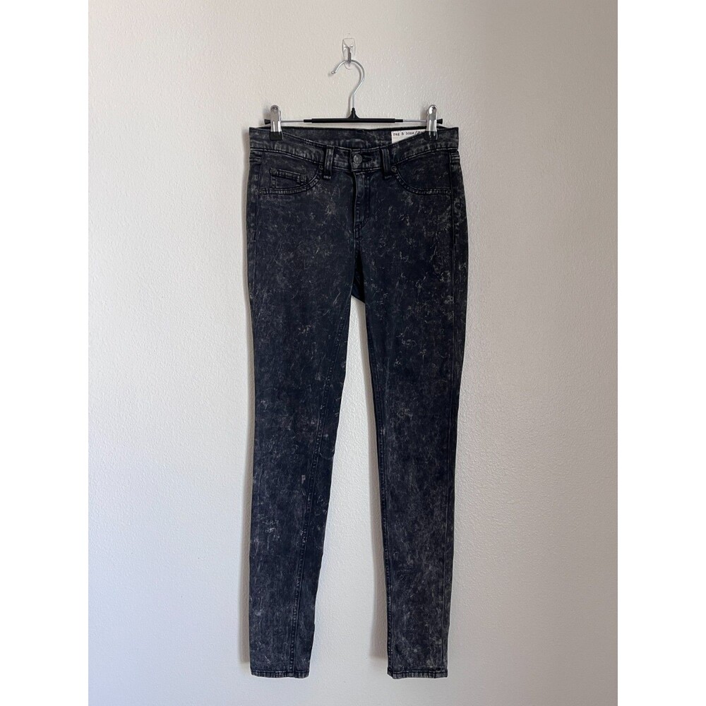 rag & bone Low-Rise Skinny Legging Jean in Rosebowl Black Size 26